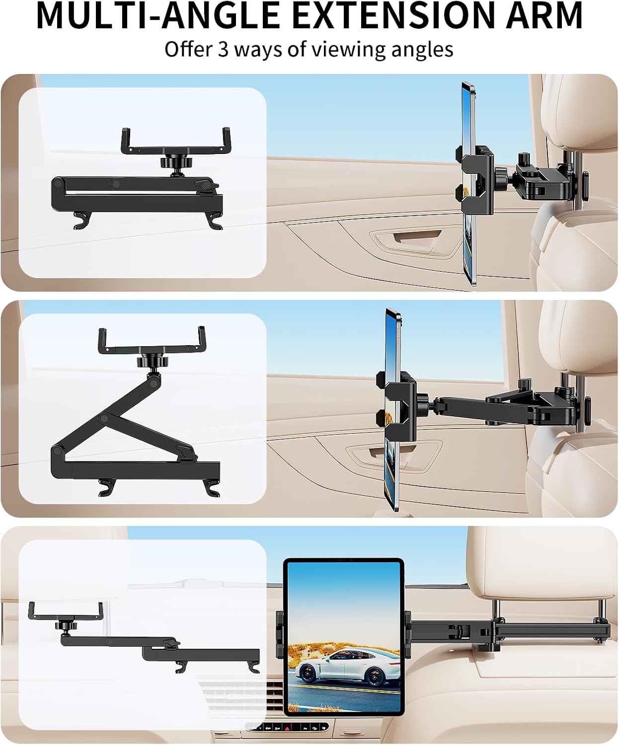 SmartView™ - 360° Rotatable Smart Car Headrest Tablet Holder