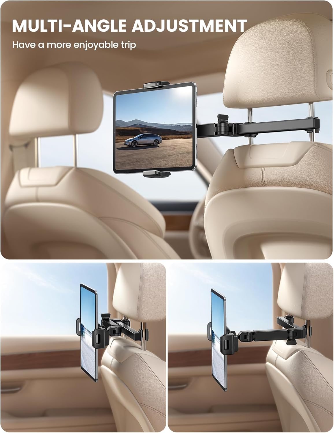 SmartView™ - 360° Rotatable Smart Car Headrest Tablet Holder