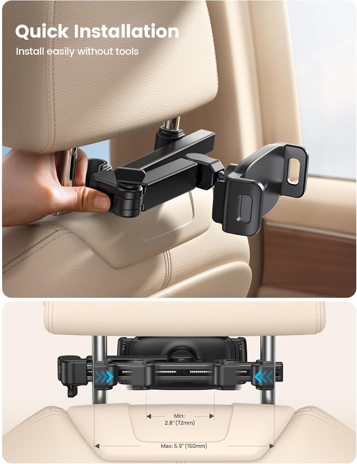 SmartView™ - 360° Rotatable Smart Car Headrest Tablet Holder